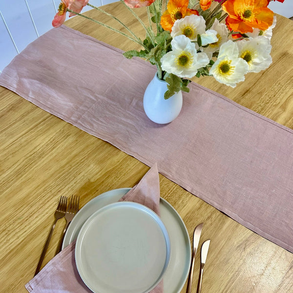 Dusty Pink 100% Pure Linen Table Runner- 3m