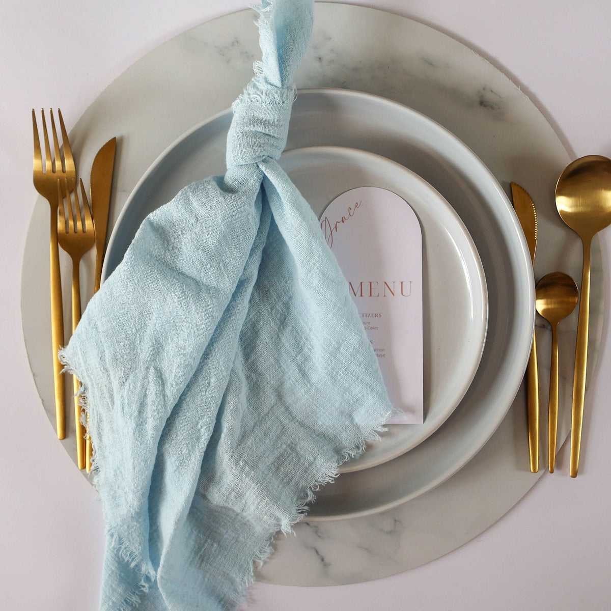 Baby Blue Rustic Cotton Napkins