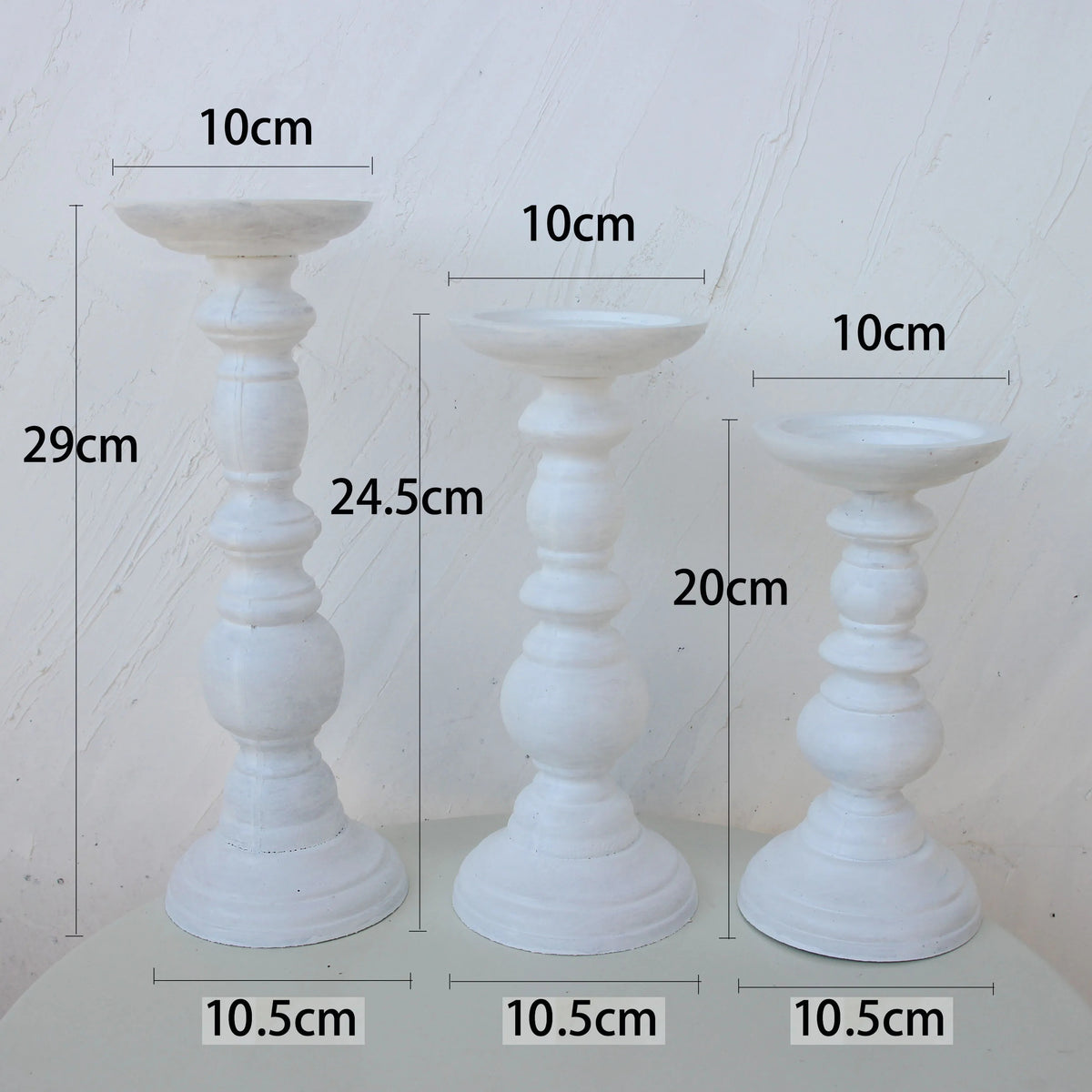 Rustic White Wooden Candlestick & Succulent Pot Tray – Elegant Décor