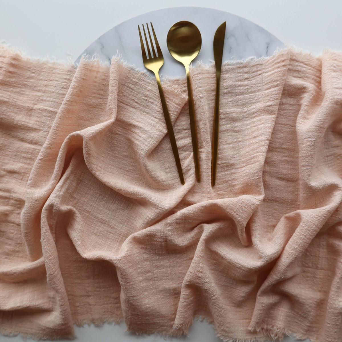 Peach Rustic Cotton Table Runners - 3m