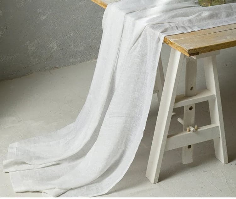 White 100% Pure Linen Table Runner- 3m