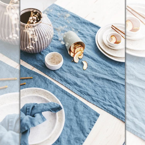 Blue 100% Pure Linen Table Runner- 3m