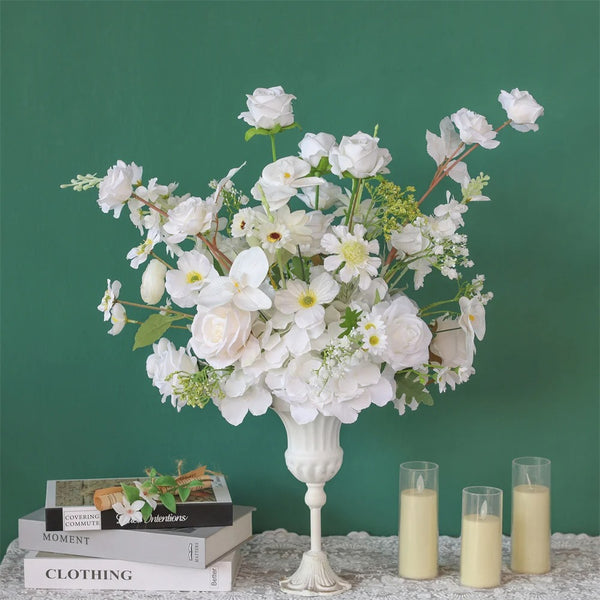 Harlow White Floral Silk Flower Centrepiece