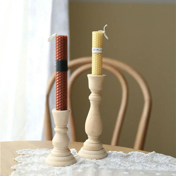 Vintage Wooden Candlestick Holder – Rustic Home & Wedding Décor