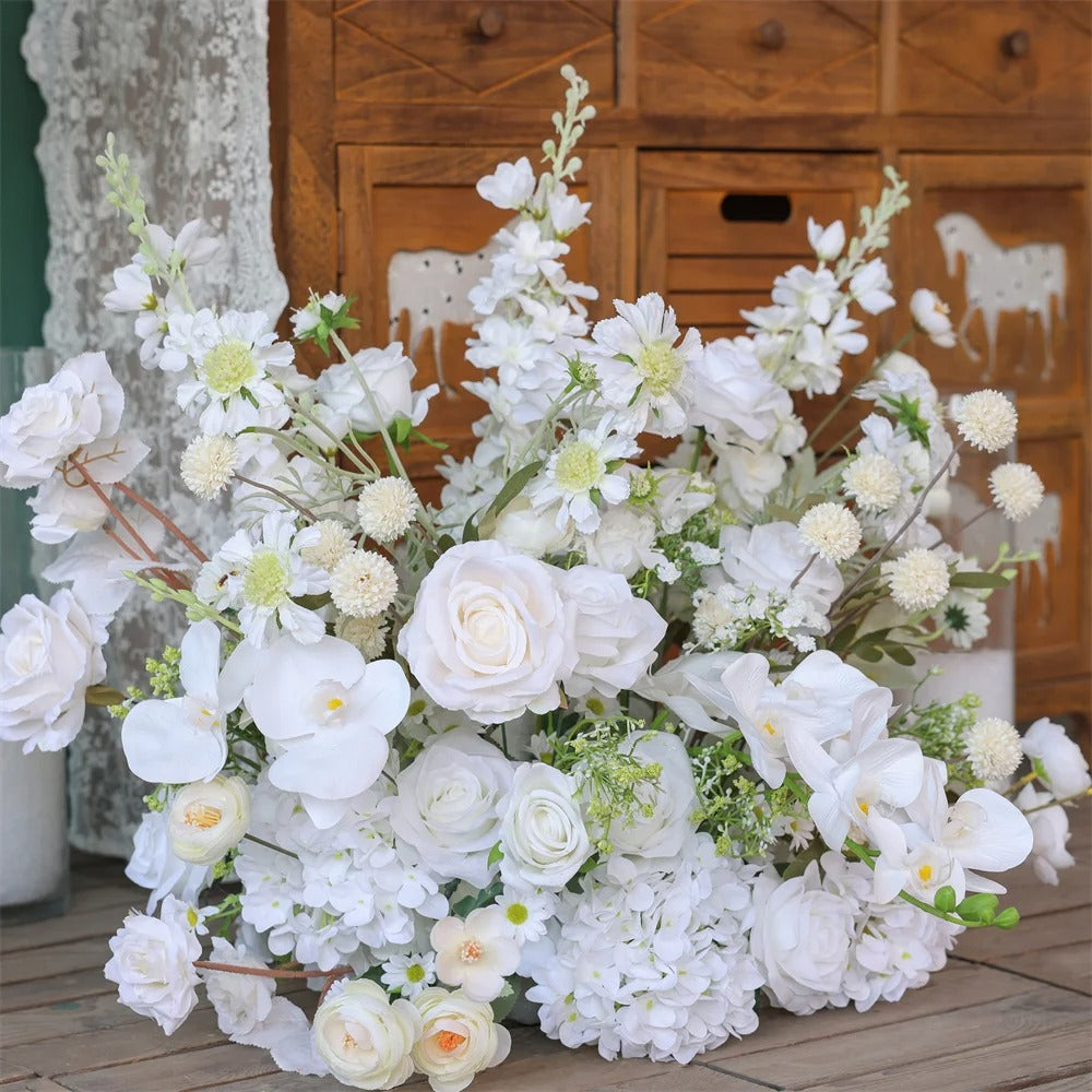 Harlow White Floral Silk Flower Centrepiece