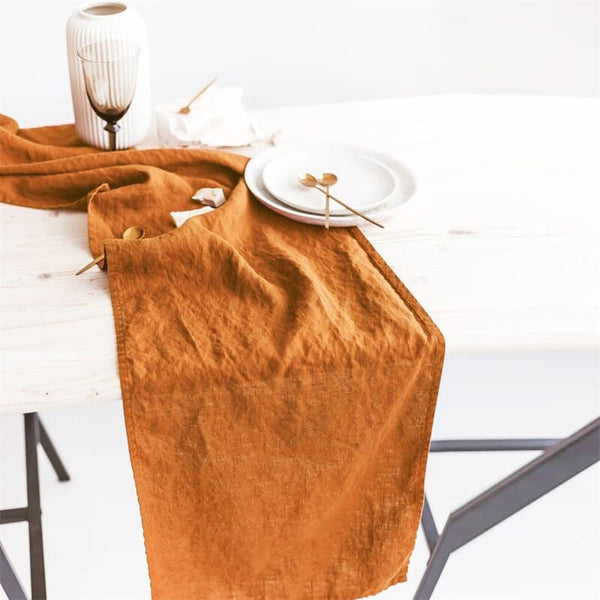 Rust 100% Pure Linen Table Runner- 3m
