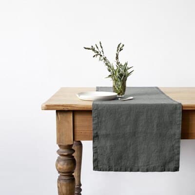 Dark Grey Pure Linen Table Runner- 3m