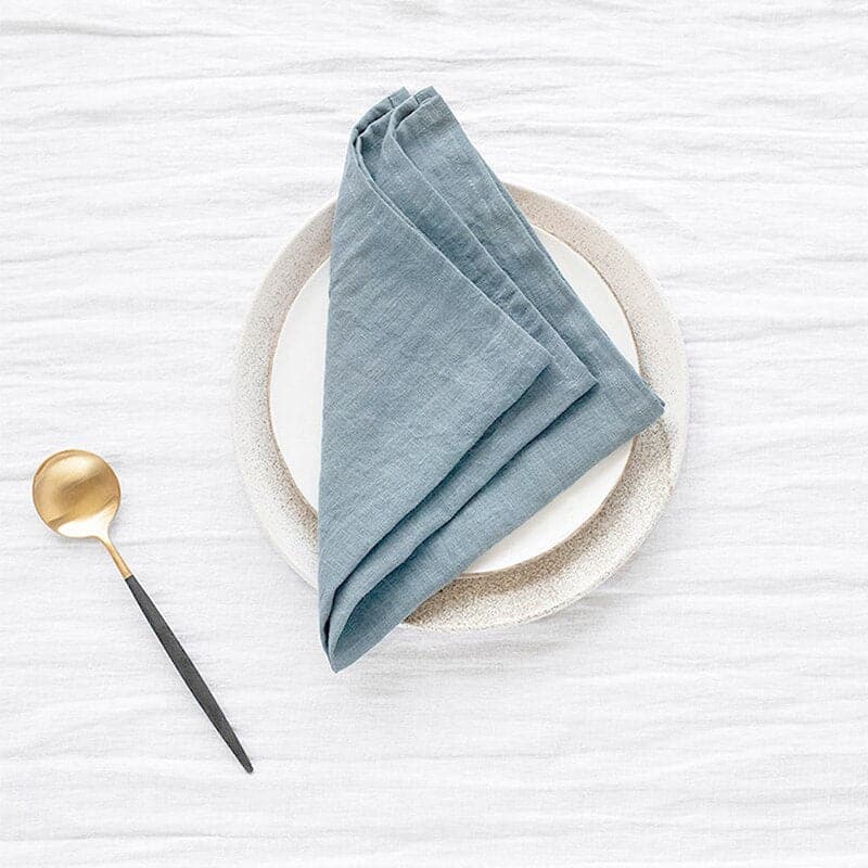 Stonewashed linen - pure 100% linen cocktail napkin or coaster blue with  white stripes stone washed flax pre-washed laundered Europe European linen  napkins set – L i n e n C a s a