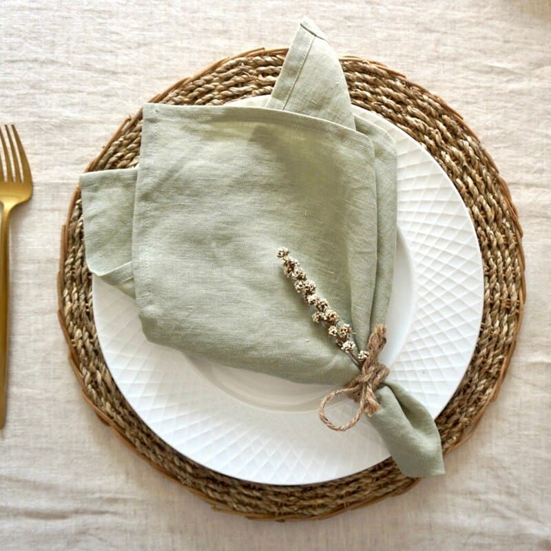 Sage Green 100% Linen Napkins