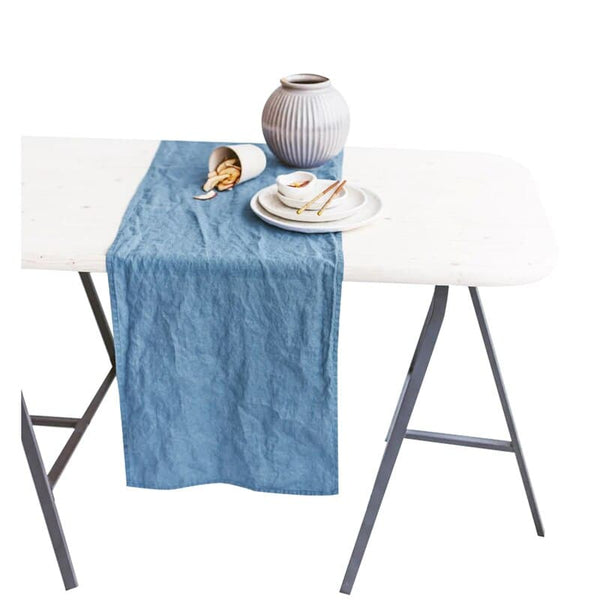 Blue 100% Pure Linen Table Runner- 3m